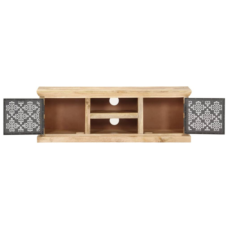 Tv-meubel met stalen deuren 120x30x40 cm massief mangohout MeubelReus