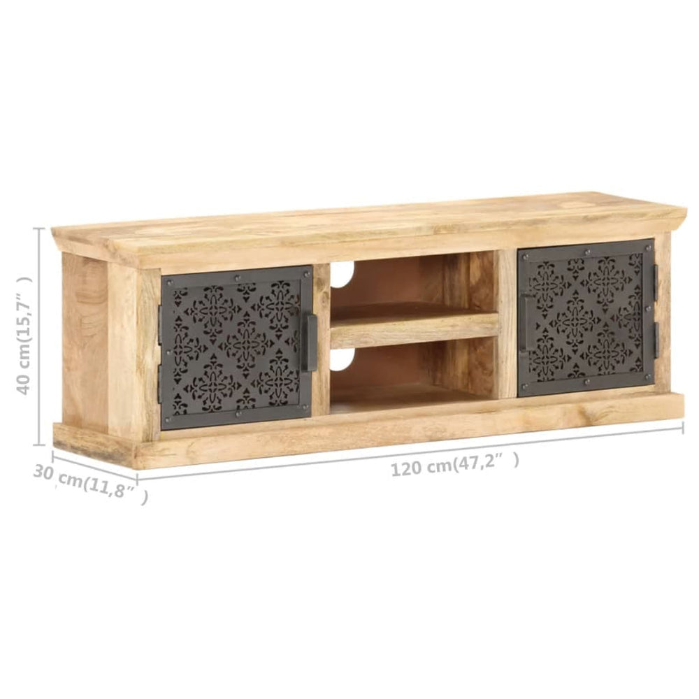 Tv-meubel met stalen deuren 120x30x40 cm massief mangohout MeubelReus