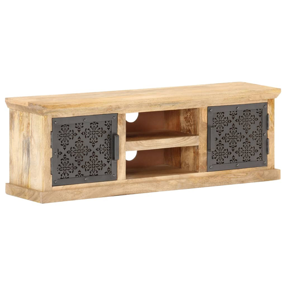 Tv-meubel met stalen deuren 120x30x40 cm massief mangohout MeubelReus