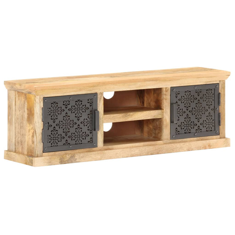 Tv-meubel met stalen deuren 120x30x40 cm massief mangohout MeubelReus