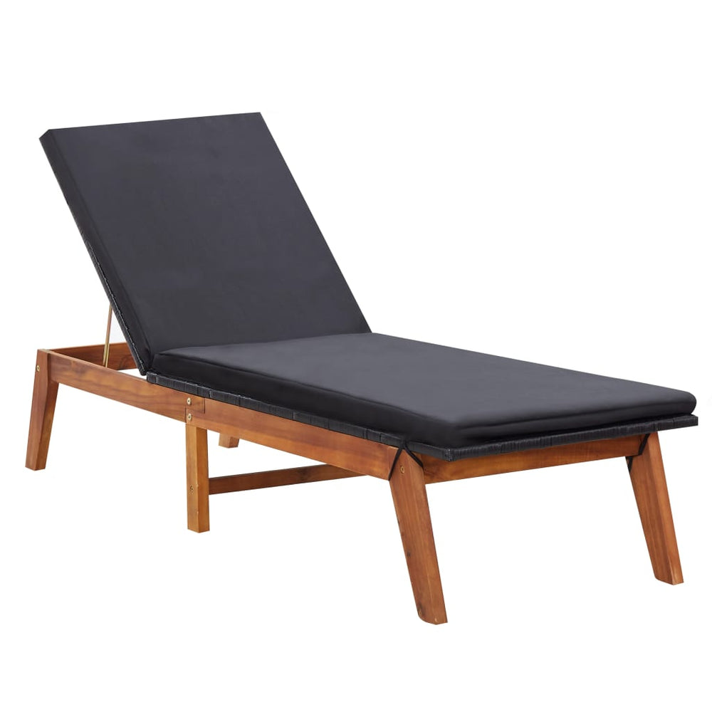Ligbedden 2 st met tafel poly rattan en massief acaciahout MeubelReus
