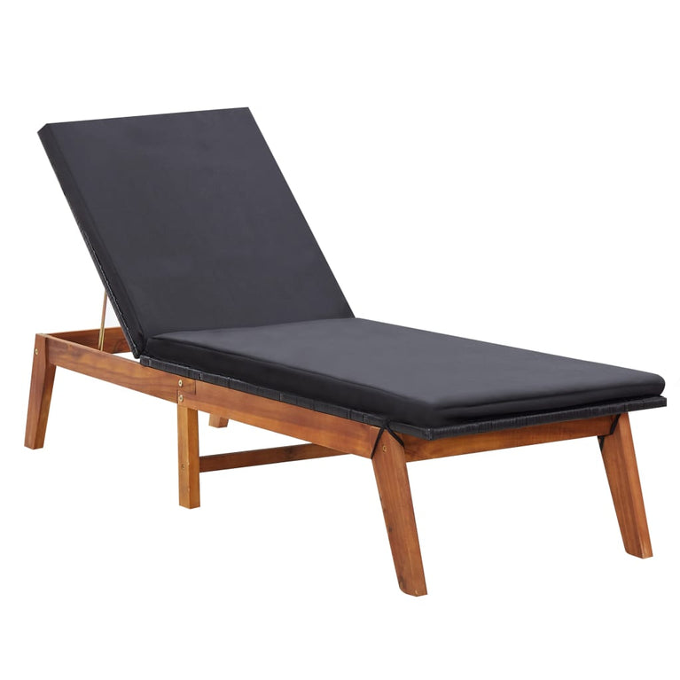 Ligbedden 2 st met tafel poly rattan en massief acaciahout MeubelReus