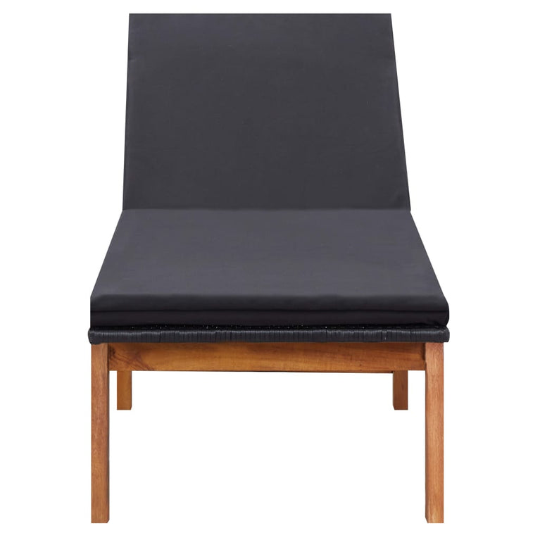 Ligbedden 2 st met tafel poly rattan en massief acaciahout MeubelReus