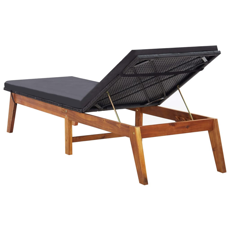 Ligbedden 2 st met tafel poly rattan en massief acaciahout MeubelReus
