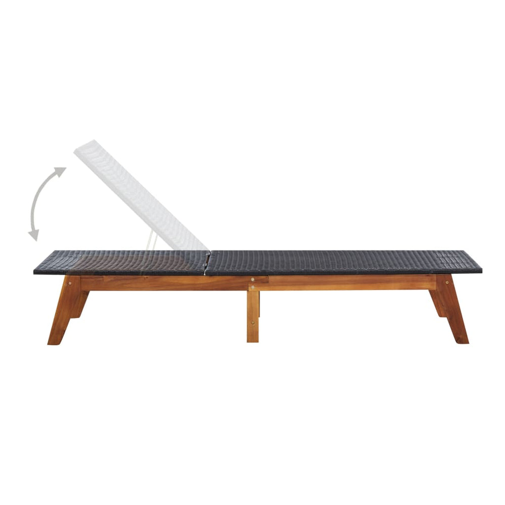 Ligbedden 2 st met tafel poly rattan en massief acaciahout MeubelReus
