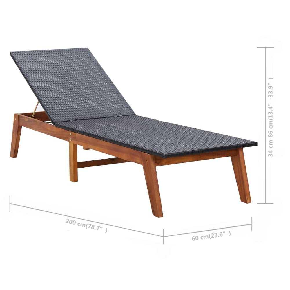 Ligbedden 2 st met tafel poly rattan en massief acaciahout MeubelReus