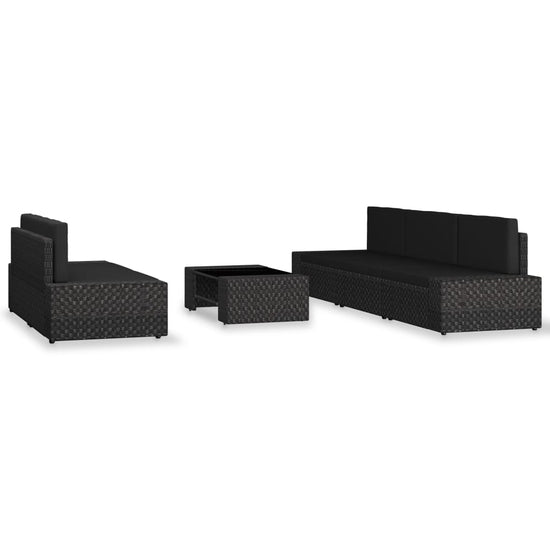 6-delige Loungeset poly rattan zwart MeubelReus