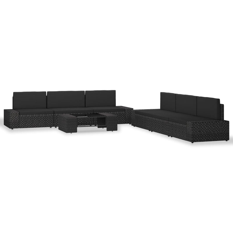 7-delige Loungeset poly rattan zwart MeubelReus
