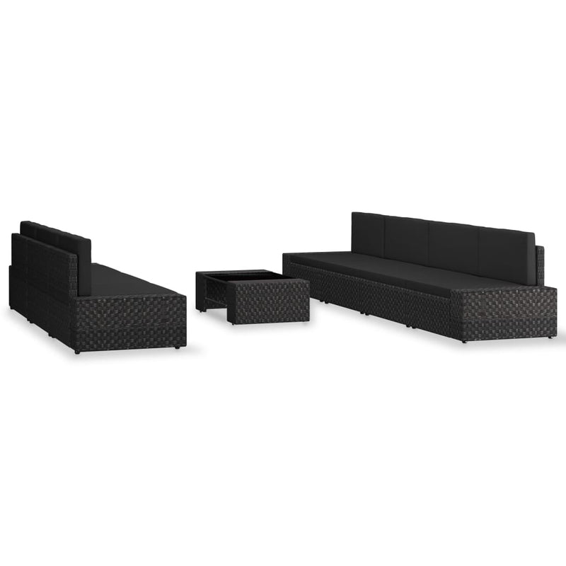 8-delige Loungeset poly rattan zwart MeubelReus