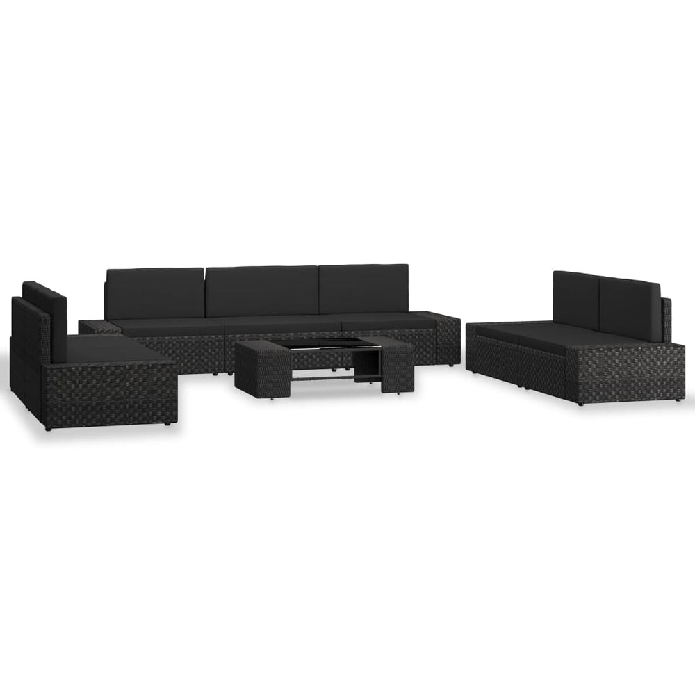 8-delige Loungeset poly rattan zwart MeubelReus