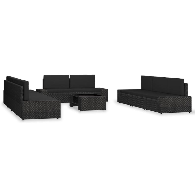 10-delige Loungeset poly rattan zwart MeubelReus