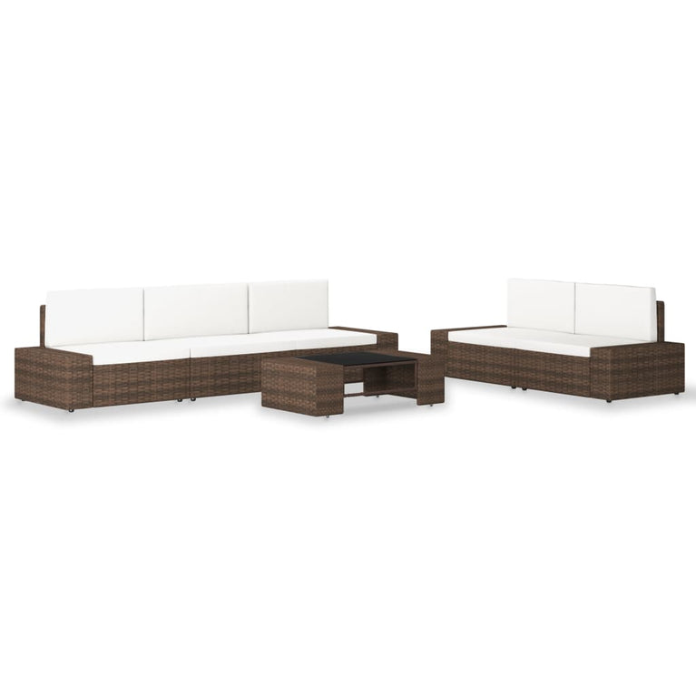 6-delige Loungeset poly rattan bruin MeubelReus