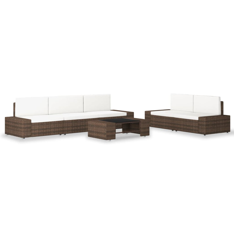 6-delige Loungeset poly rattan bruin MeubelReus