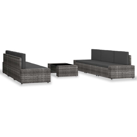 7-delige Loungeset poly rattan grijs MeubelReus