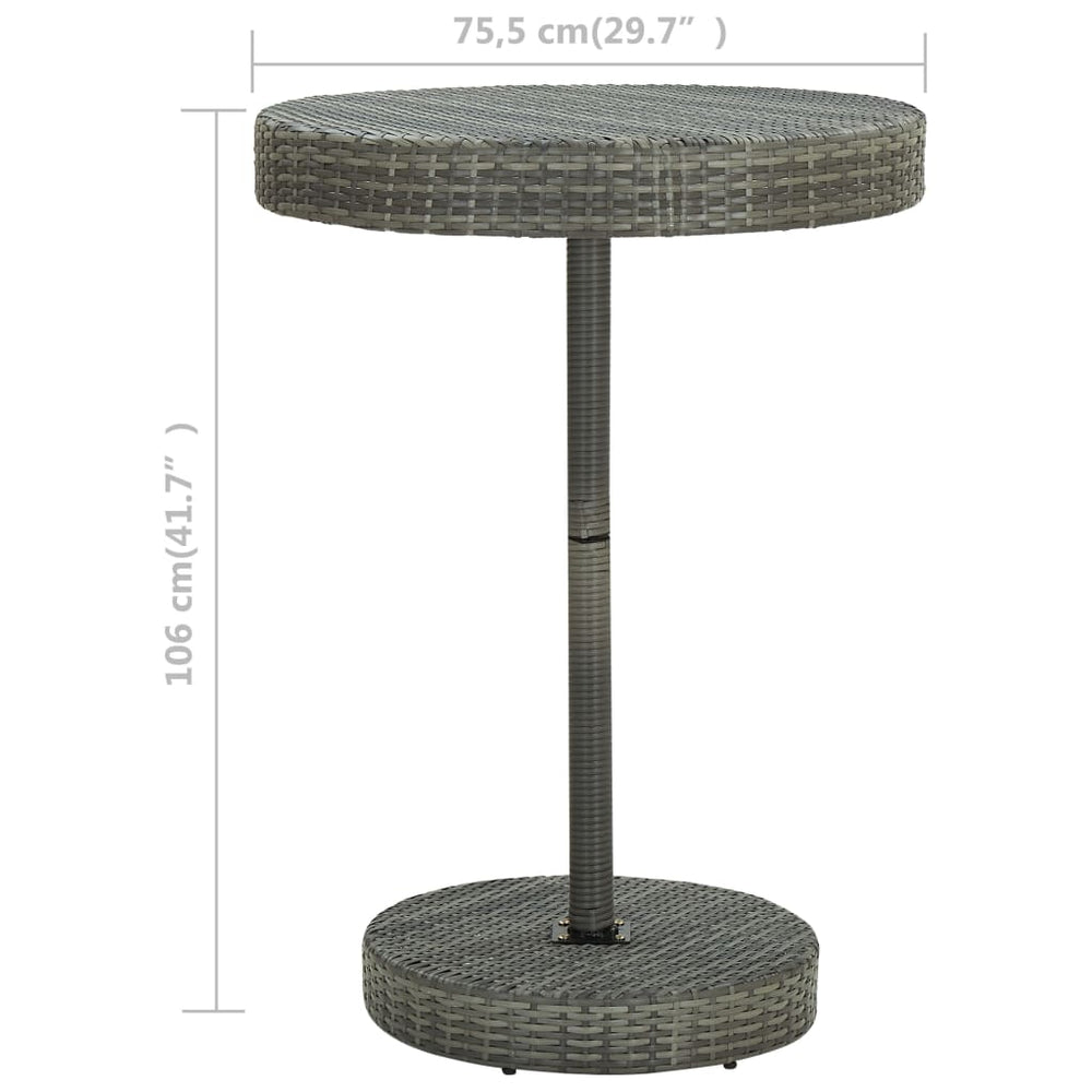 Tuintafel 75,5x106 cm poly rattan grijs MeubelReus