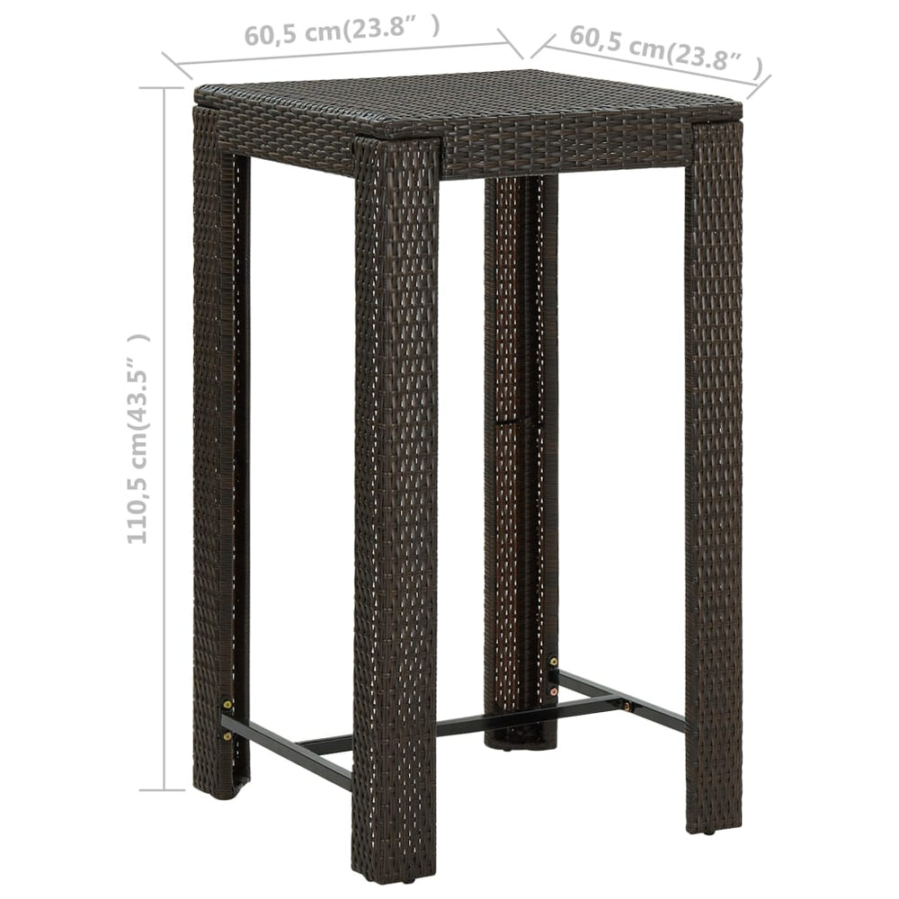 Tuinbartafel 60,5x60,5x110,5 cm poly rattan bruin MeubelReus