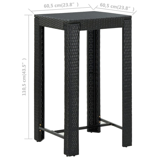 Tuinbartafel 60,5x60,5x110,5 cm poly rattan zwart MeubelReus