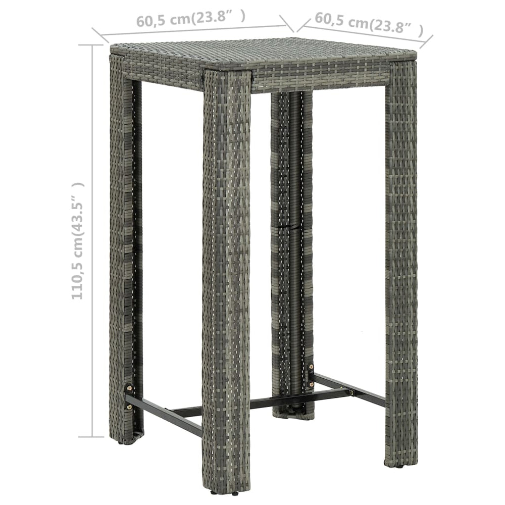 Tuinbartafel 60,5x60,5x110,5 cm poly rattan grijs MeubelReus