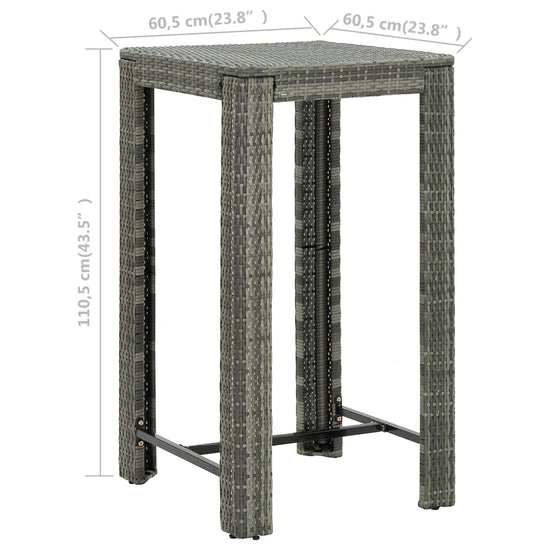 Tuinbartafel 60,5x60,5x110,5 cm poly rattan grijs MeubelReus