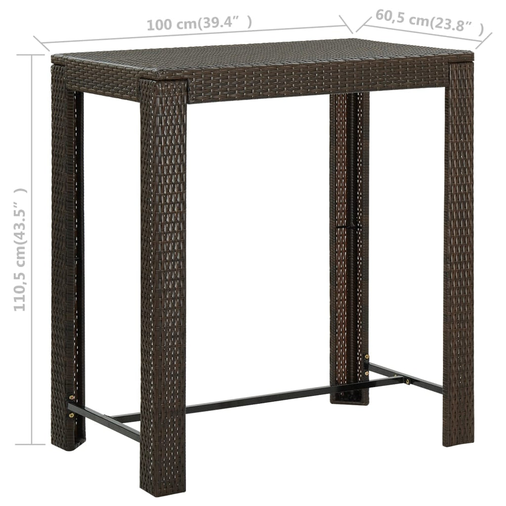 Tuinbartafel 100x60,5x110,5 cm poly rattan bruin MeubelReus