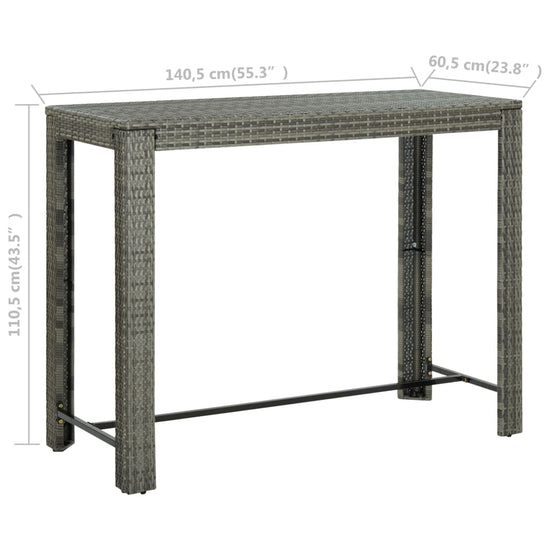 Tuinbartafel 140,5x60,5x110,5 cm poly rattan grijs MeubelReus