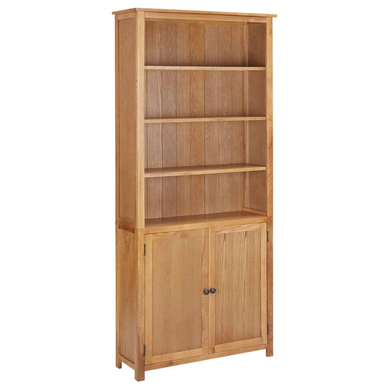 Boekenkast met 2 deuren 90x30x200 cm massief eikenhout