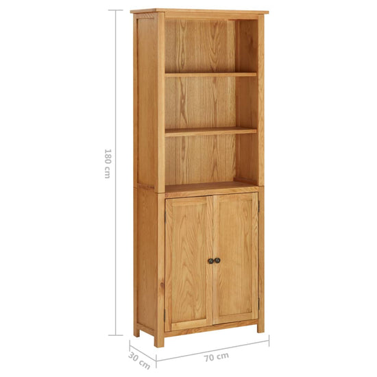 Boekenkast met 2 deuren 70x30x180 cm massief eikenhout MeubelReus