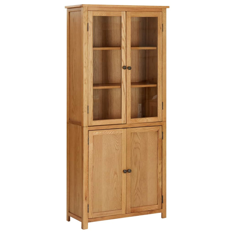Boekenkast met 4 deuren 80x35x180 cm massief eikenhout en glas MeubelReus