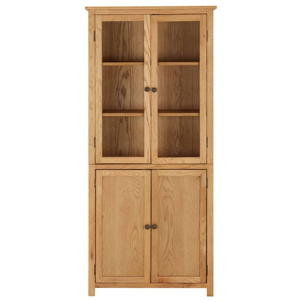 Boekenkast met 4 deuren 80x35x180 cm massief eikenhout en glas MeubelReus