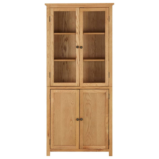 Boekenkast met 4 deuren 80x35x180 cm massief eikenhout en glas MeubelReus