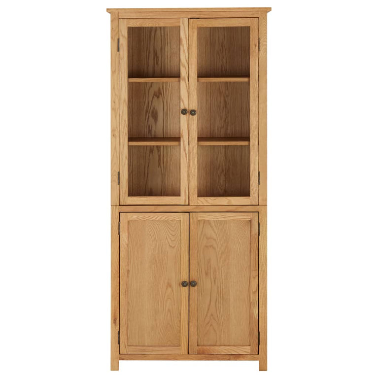 Boekenkast met 4 deuren 80x35x180 cm massief eikenhout en glas MeubelReus