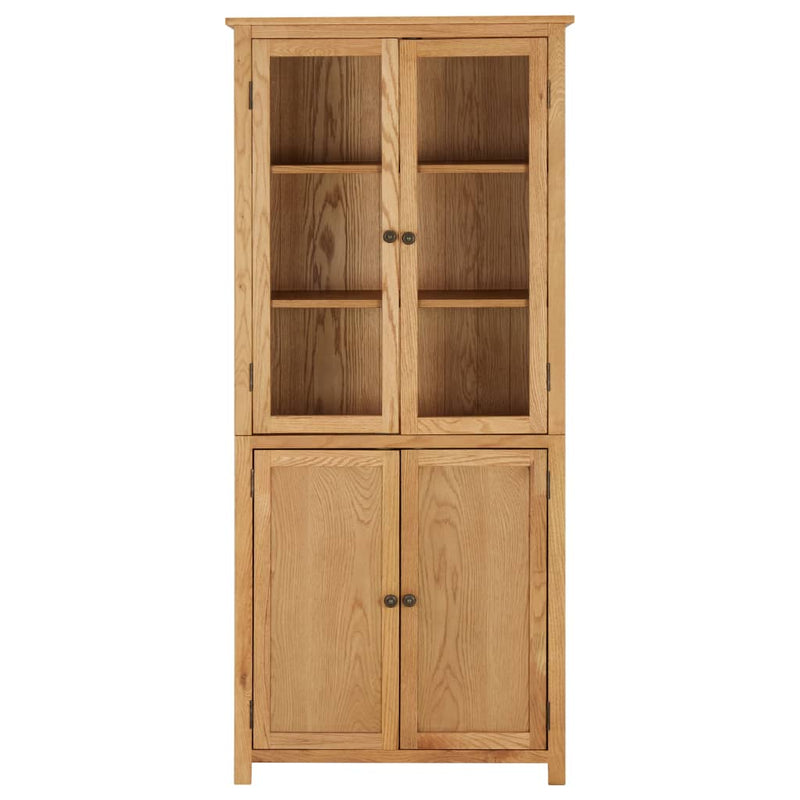 Boekenkast met 4 deuren 80x35x180 cm massief eikenhout en glas MeubelReus