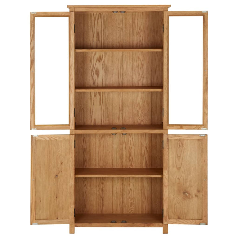 Boekenkast met 4 deuren 80x35x180 cm massief eikenhout en glas MeubelReus