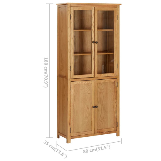 Boekenkast met 4 deuren 80x35x180 cm massief eikenhout en glas MeubelReus