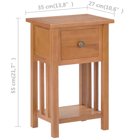 Bijzettafel met lade 35x27x55 cm massief eikenhout MeubelReus