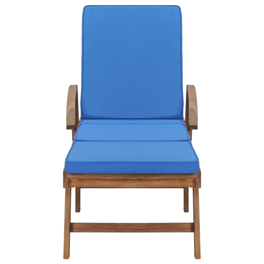 Ligbedden met kussens 2 st massief teakhout blauw MeubelReus