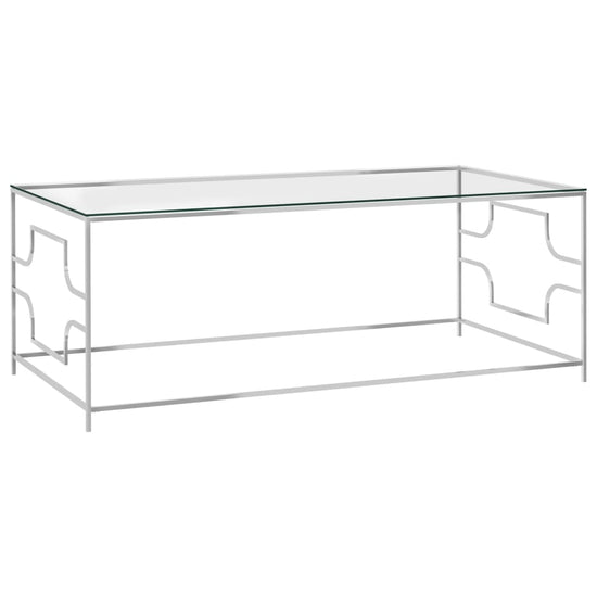 Salontafel 120x60x45 cm roestvrij staal en glas zilverkleurig MeubelReus