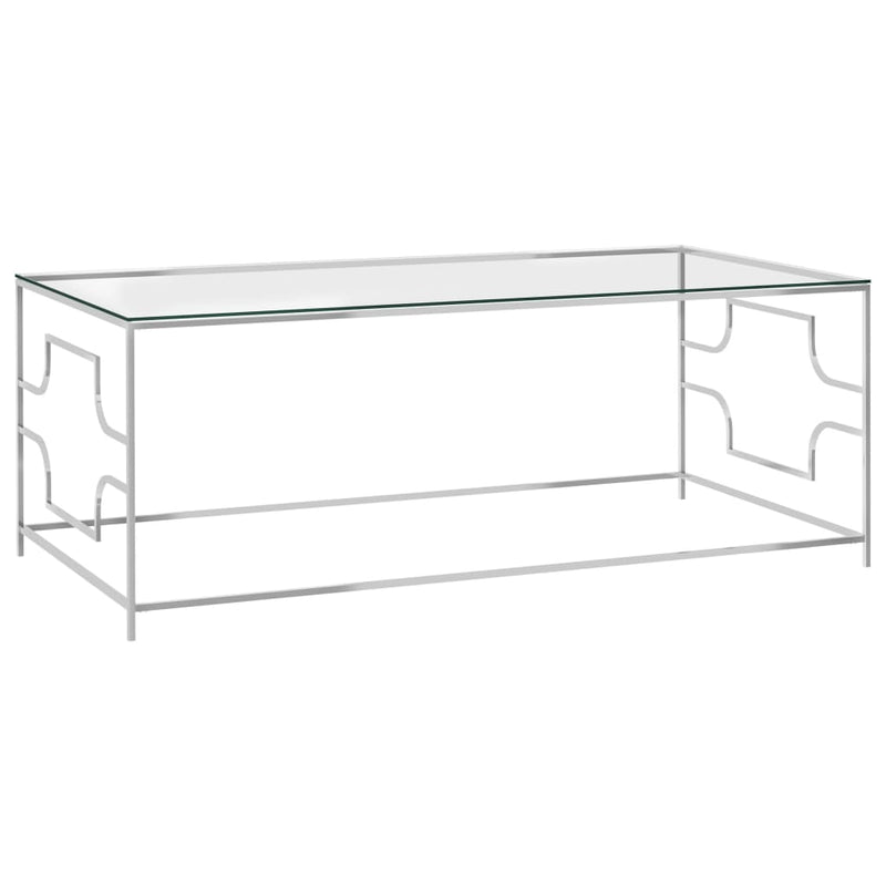 Salontafel 120x60x45 cm roestvrij staal en glas zilverkleurig MeubelReus