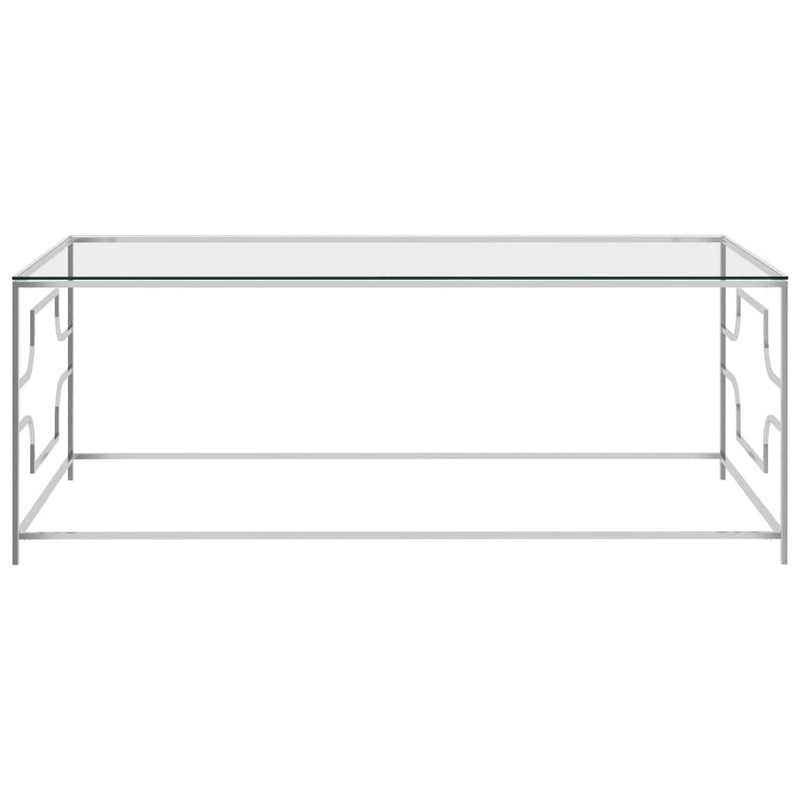 Salontafel 120x60x45 cm roestvrij staal en glas zilverkleurig MeubelReus