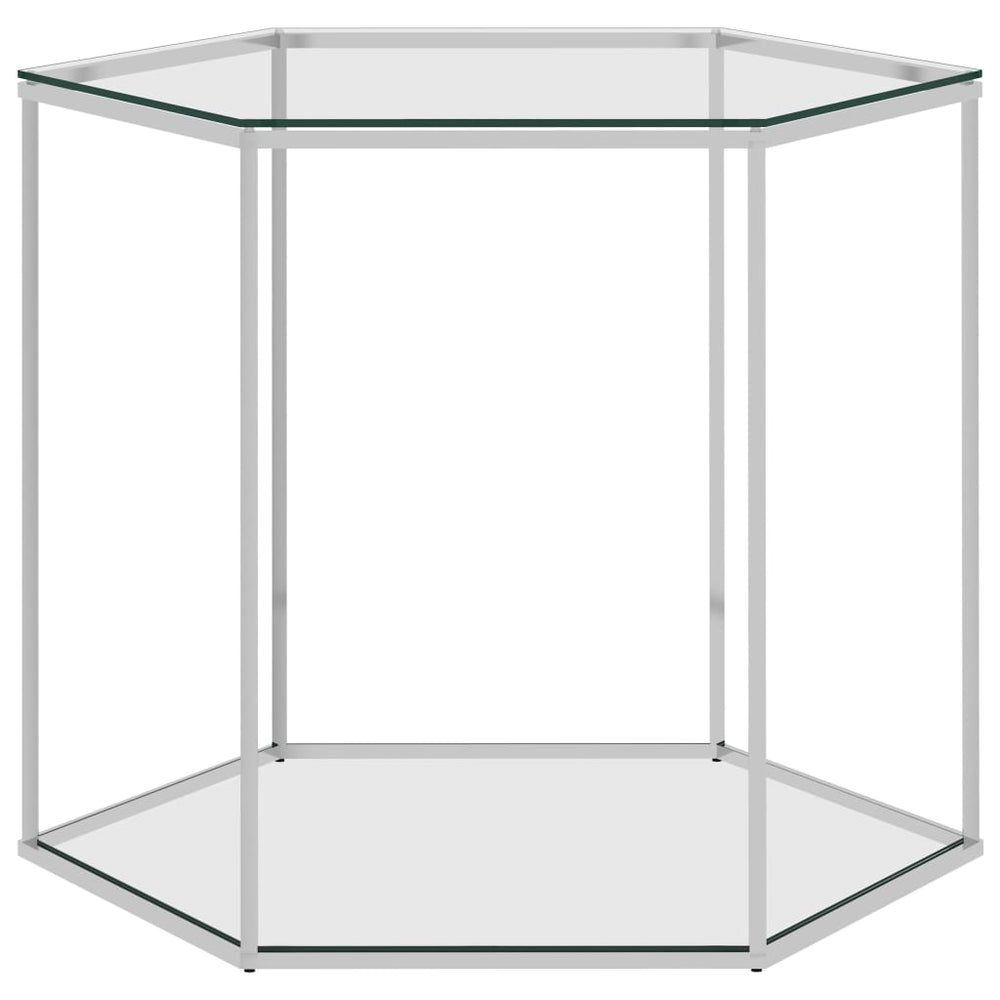 Salontafel 60x53x50 cm roestvrij staal en glas zilverkleurig MeubelReus
