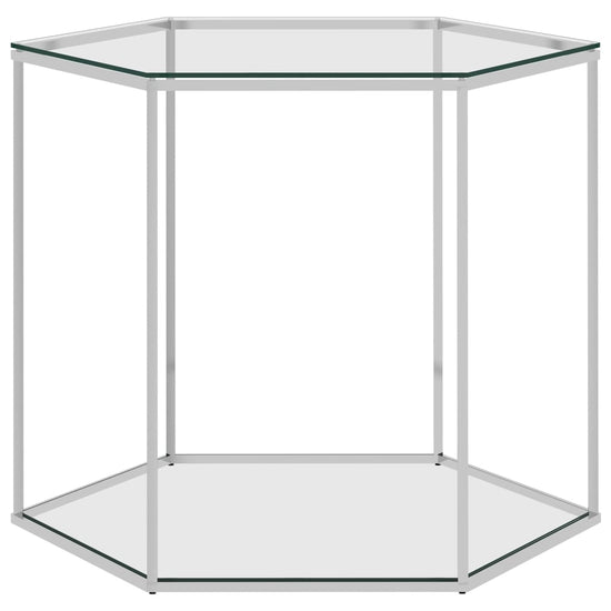 Salontafel 60x53x50 cm roestvrij staal en glas zilverkleurig MeubelReus