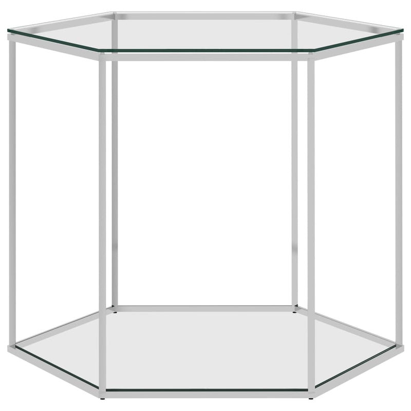 Salontafel 60x53x50 cm roestvrij staal en glas zilverkleurig MeubelReus