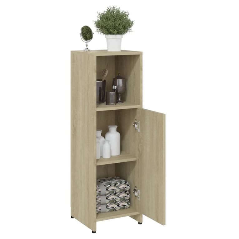 Badkamerkast 30x30x95 cm spaanplaat sonoma eikenkleurig