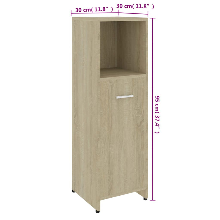 Badkamerkast 30x30x95 cm spaanplaat sonoma eikenkleurig