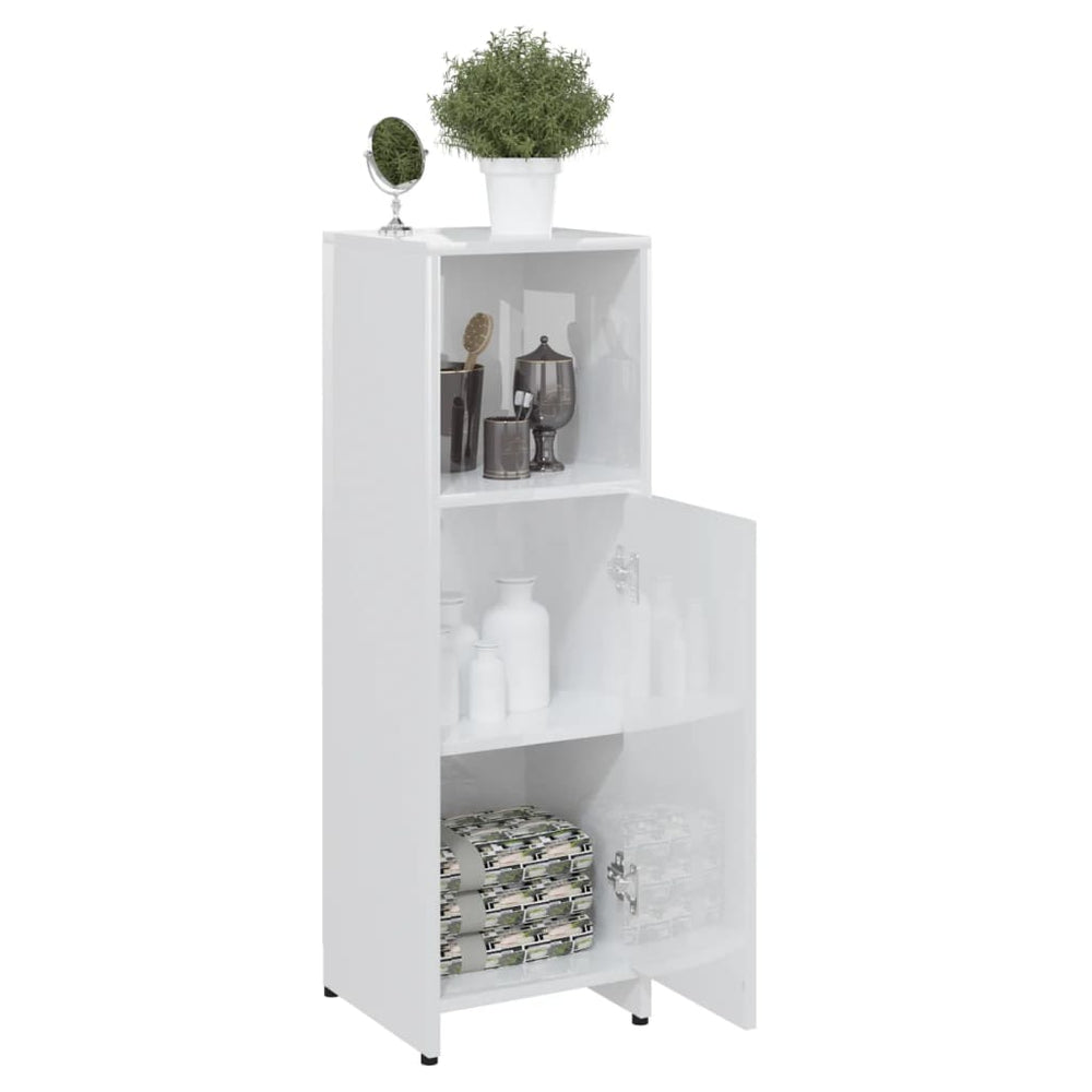 Badkamerkast 30x30x95 cm spaanplaat hoogglans wit MeubelReus