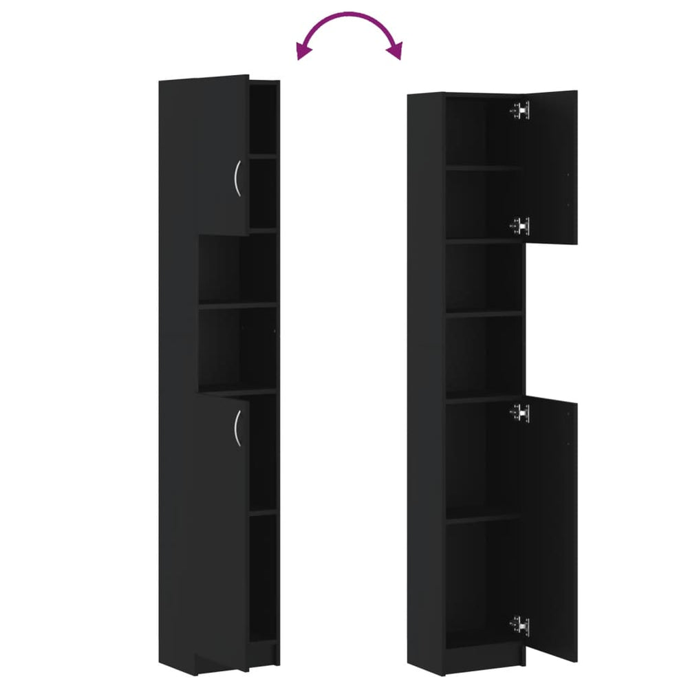 Badkamerkast 32x25,5x190 cm spaanplaat zwart MeubelReus