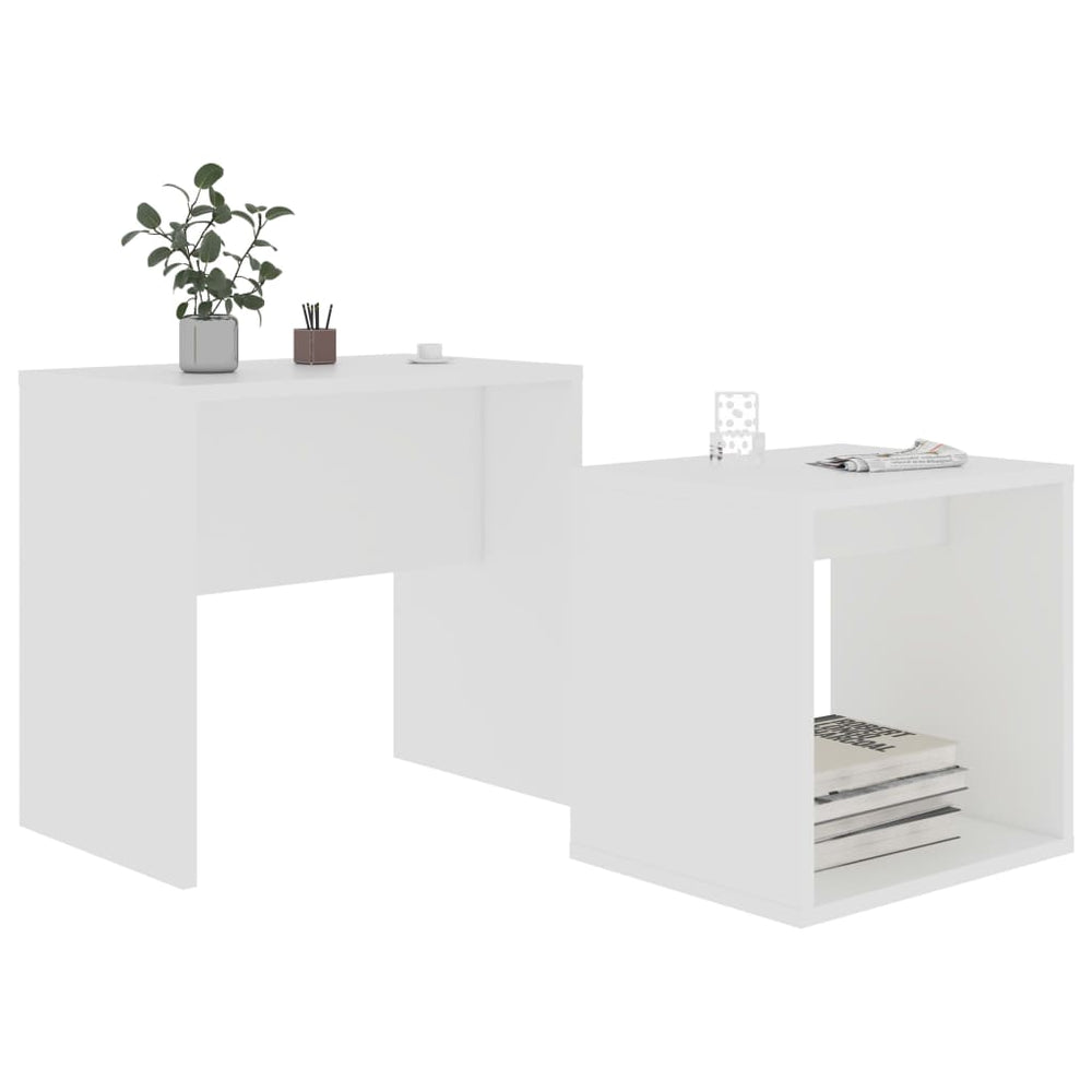 Salontafelset 48x30x45 cm bewerkt hout wit MeubelReus