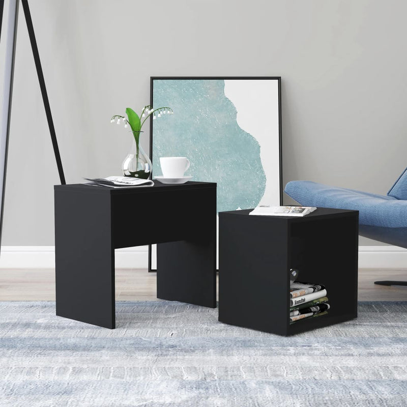 Salontafelset 48x30x45 cm spaanplaat zwart
