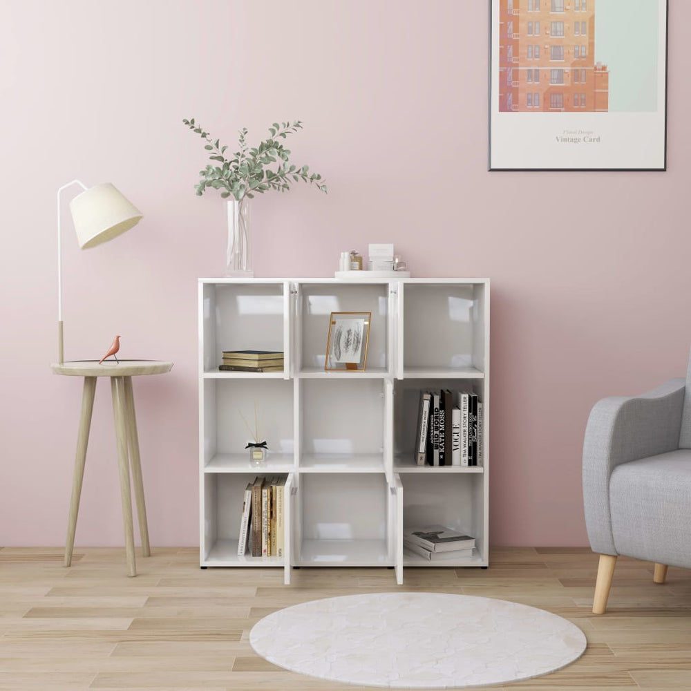 Boekenkast 90x30x90 cm spaanplaat hoogglans wit MeubelReus