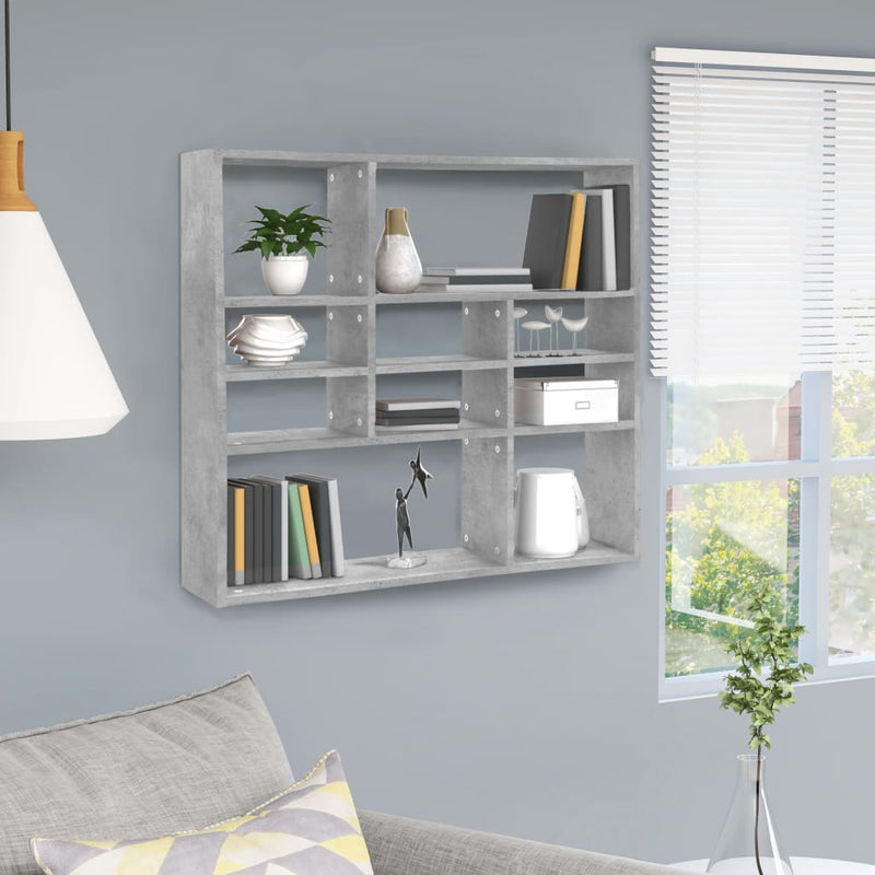 Wandschap 90x16x78 cm spaanplaat betongrijs MeubelReus